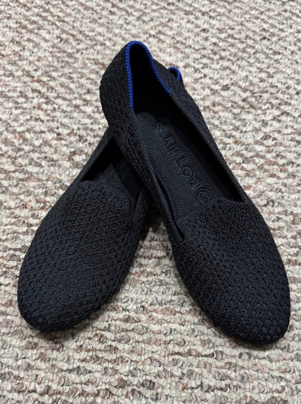 Rothys Black Waffle Knit Loafers W7.5